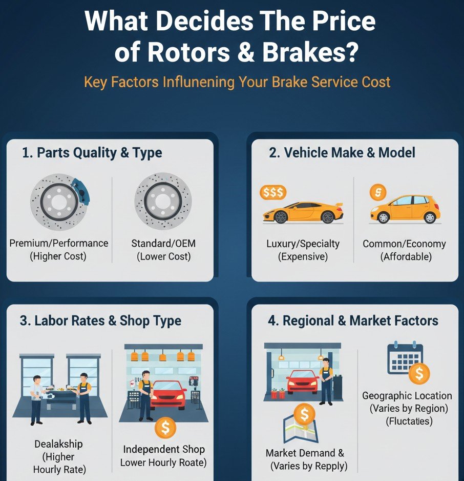 I am wondering what decides the price of rotors and brakes.