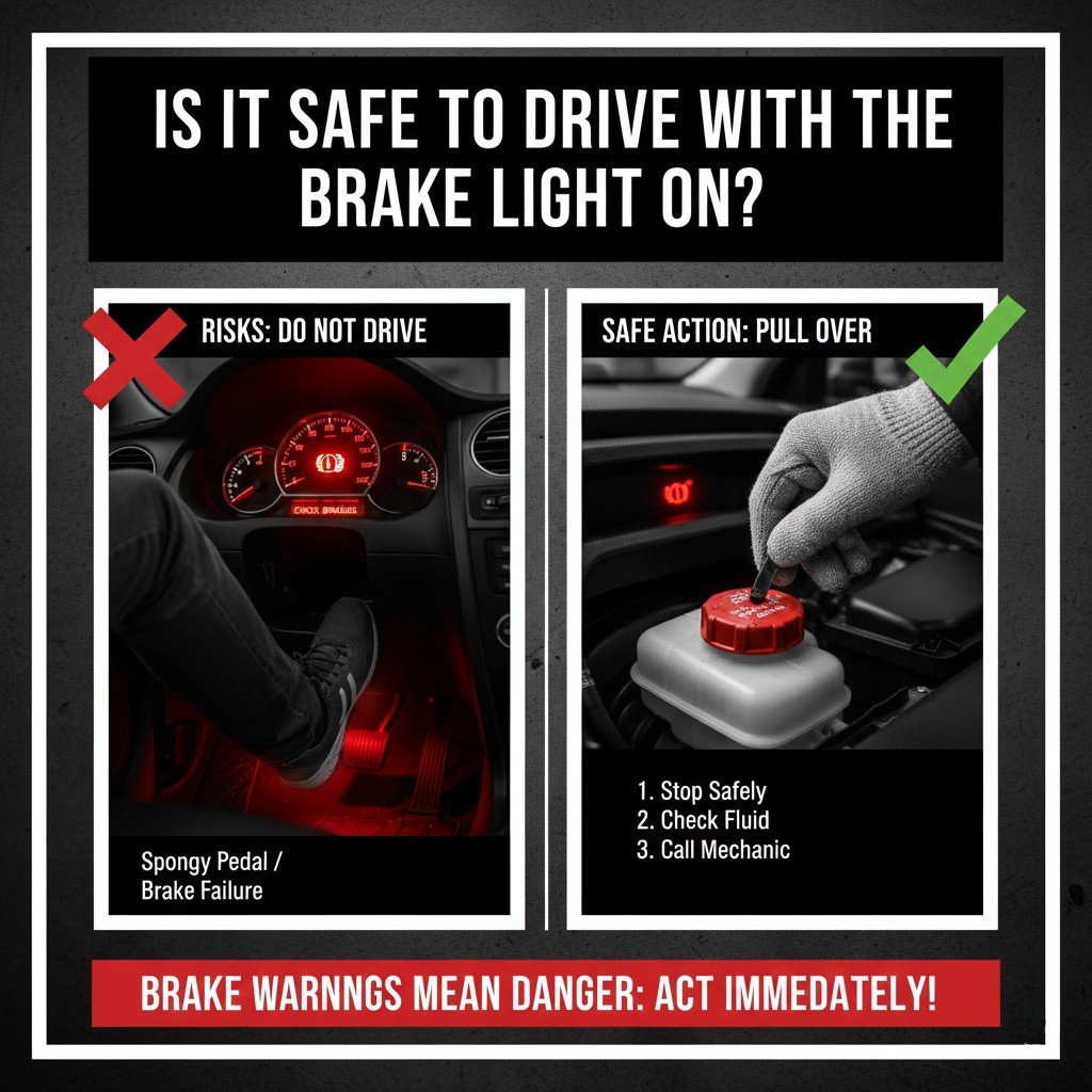 Is it safe to drive the car when the brake light is on?