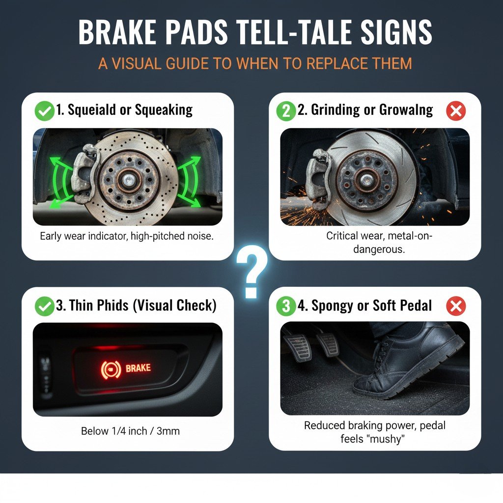 The brake pads give you signals when the brake pads need to be replaced.