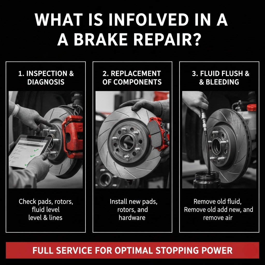 You are interested in knowing how brake repair works. What is involved in brake repair?