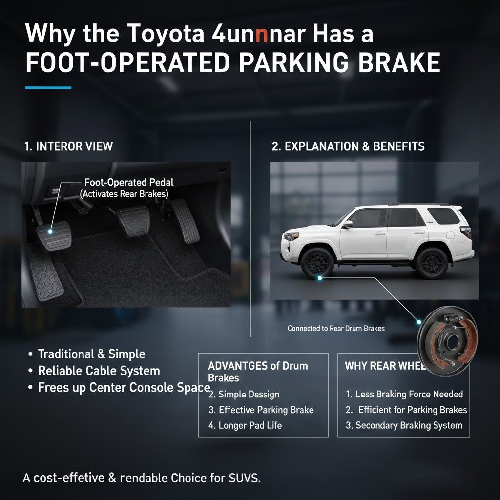 why the 4Runner has a foot‑operated parking brake.